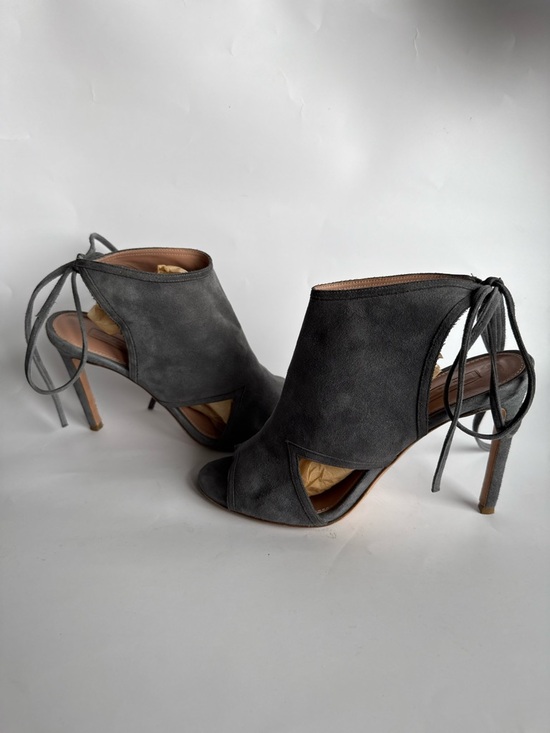 Hugo Boss Shoes - Hugo Boss Women’s Grey Suede Peep-Toe Lace-Back Heels in size EUR 38 /24 cm